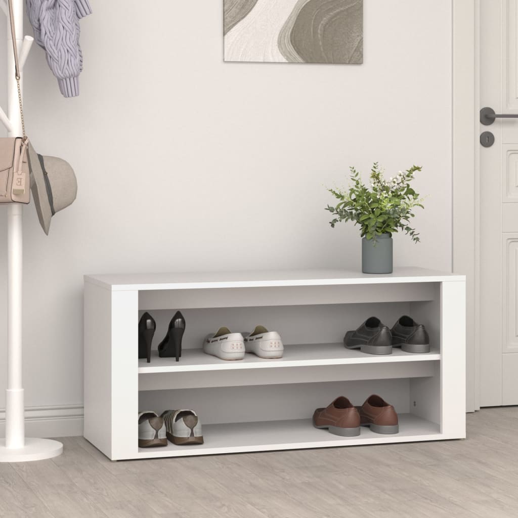 VIDAXL -Schuhregal 100x35x45 cm verarbeitetes Holz weiß