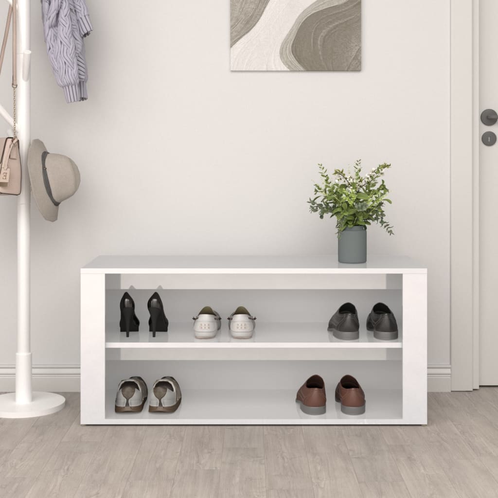 VIDAXL -Schuhregal 100x35x45 cm verarbeitetes Holz Hochglanz weiß