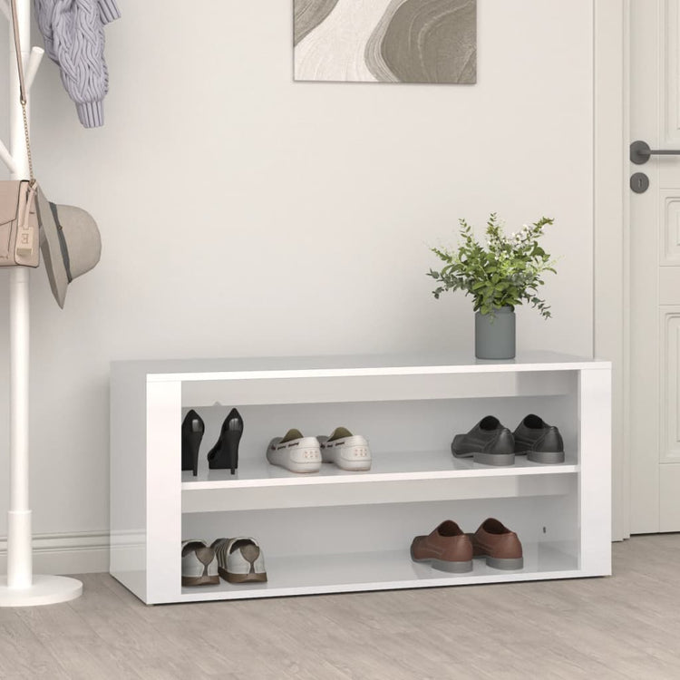 VIDAXL -Schuhregal 100x35x45 cm verarbeitetes Holz Hochglanz weiß