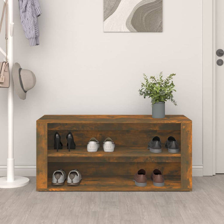 VIDAXL -Schuhregal 100x35x45 cm Eigenschaften mit geräuchertem Holz Eiche gefärbt