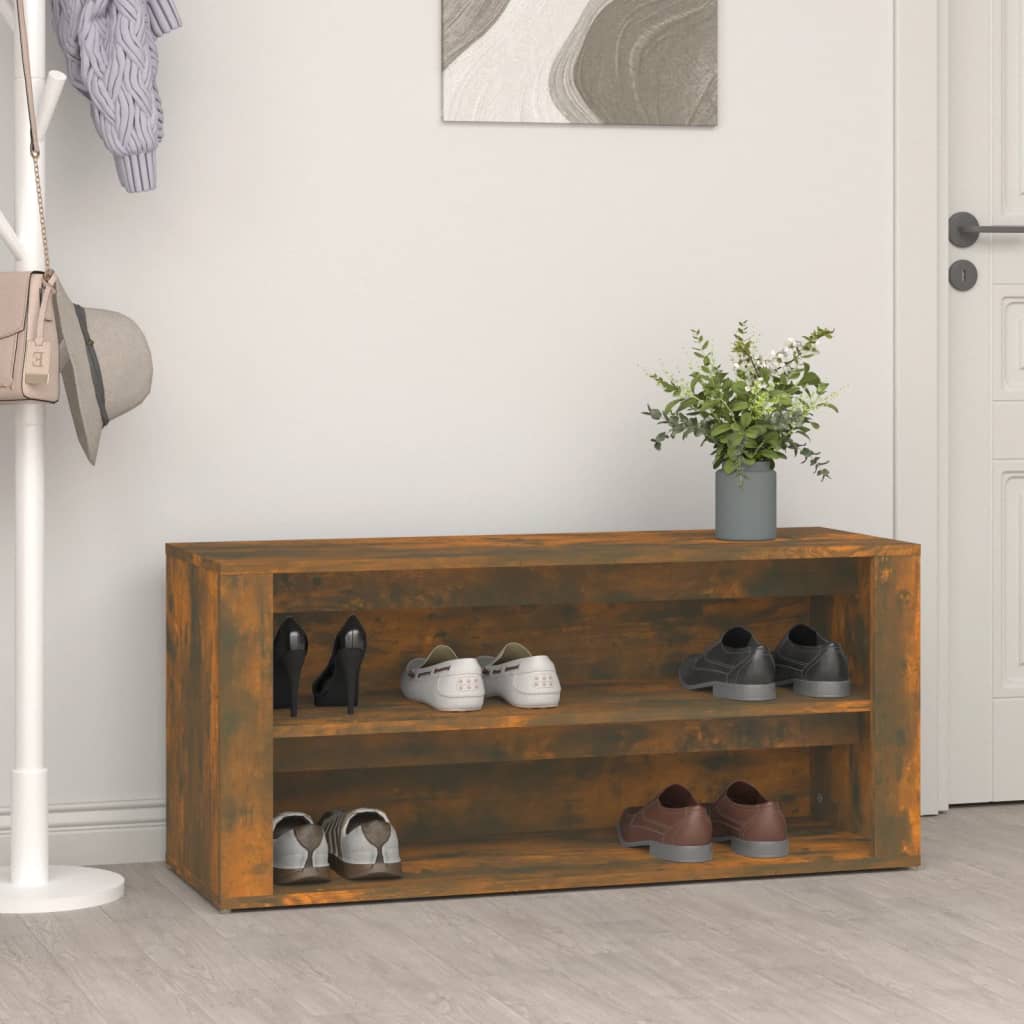 VIDAXL -Schuhregal 100x35x45 cm Eigenschaften mit geräuchertem Holz Eiche gefärbt