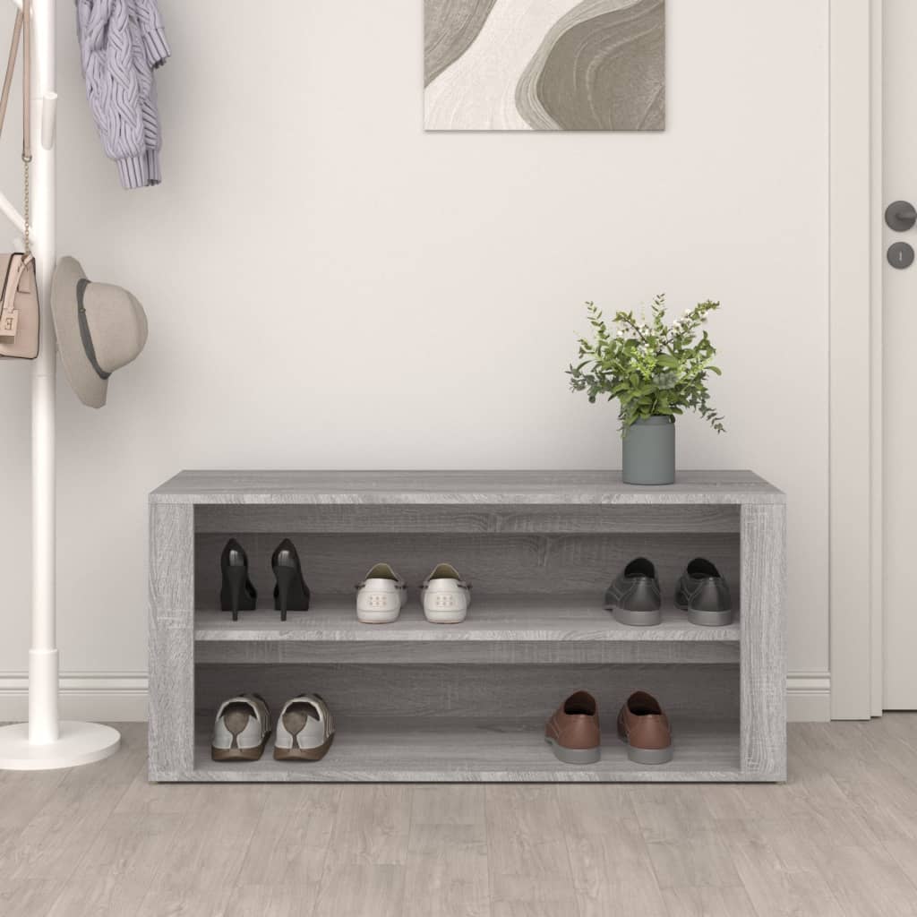 VIDAXL -Schuhregal 100x35x45 cm Schnitt Holzgrau Sonoma Eiche Farbe