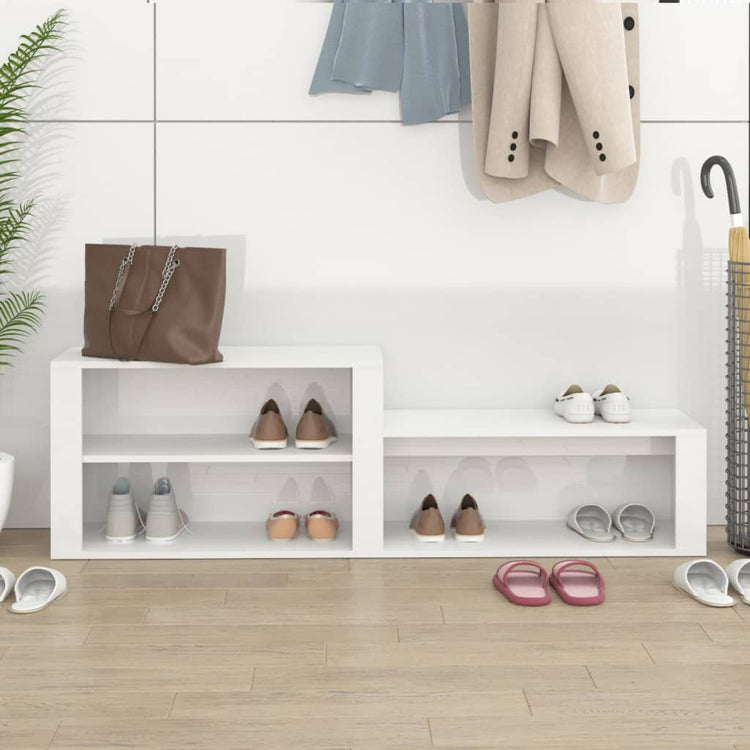 Vidaxl Schuhschrank 150x35x45 cm propertiertes Holz Hochglanz weiß