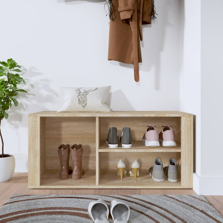 VIDAXL -Schuhschrank 100x35x45 cm propertiertes Holz Sonoma Eiche gefärbt