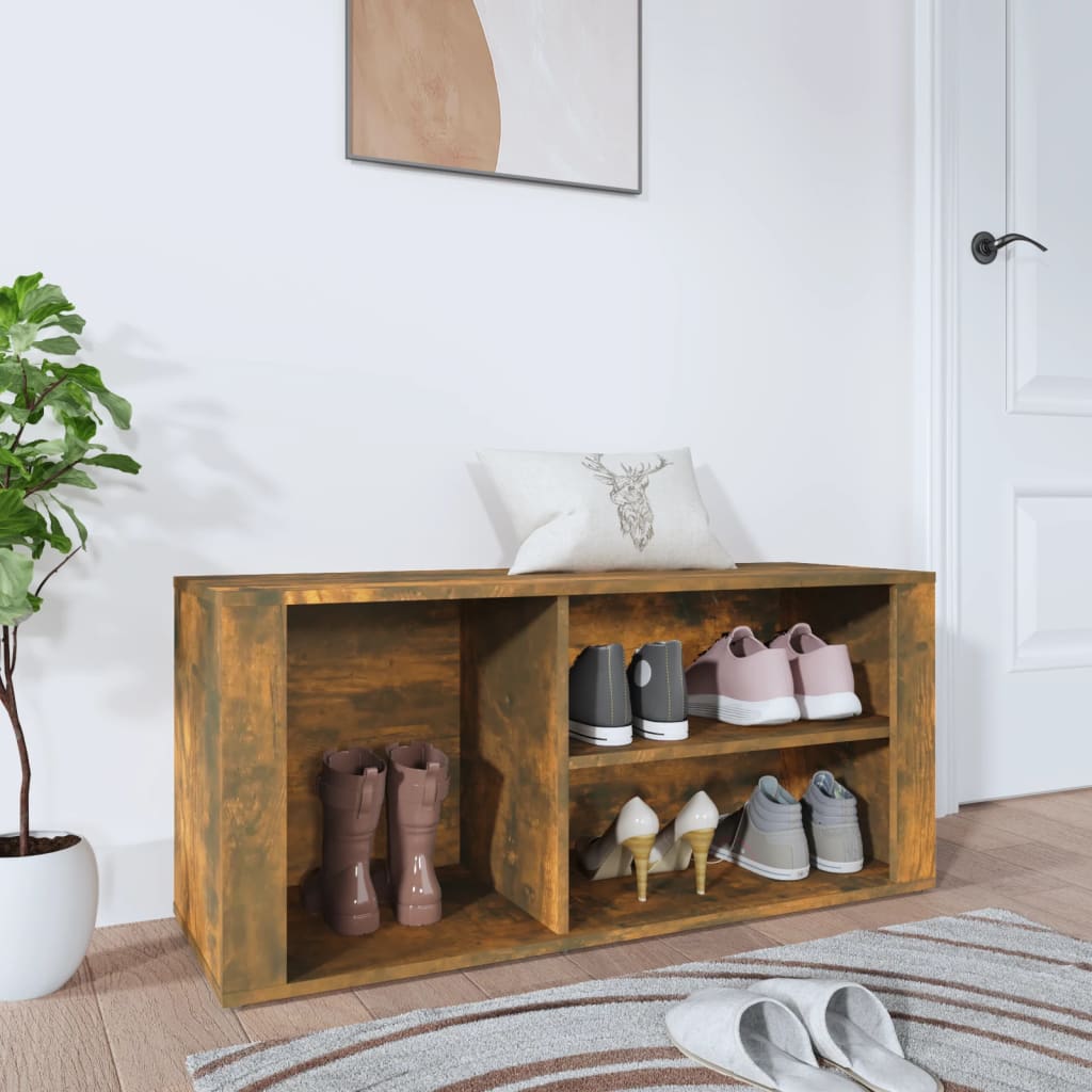 VIDAXL -Schuhschrank 100x35x45 cm Eigenschaften mit geräuchertem Eichenbaus befördert