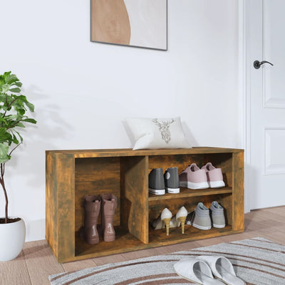 VIDAXL -Schuhschrank 100x35x45 cm Eigenschaften mit geräuchertem Eichenbaus befördert