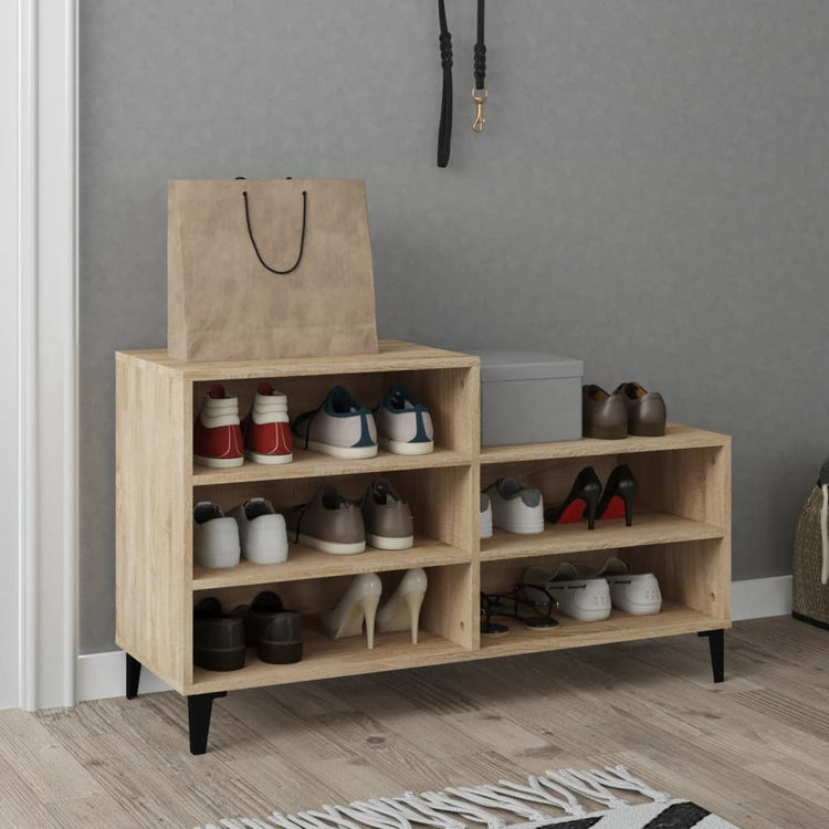 VIDAXL -Schuhschrank 102x36x60 cm propertiertes Holz Sonoma Eiche gefärbt