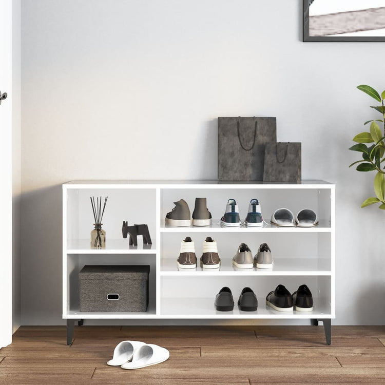 Vidaxl Schuhschrank 102x36x60 cm verarbeitetes Holz Hochglanz weiß