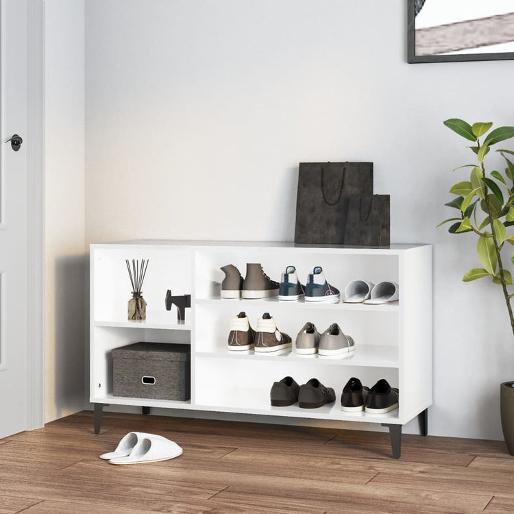 Vidaxl Schuhschrank 102x36x60 cm verarbeitetes Holz Hochglanz weiß