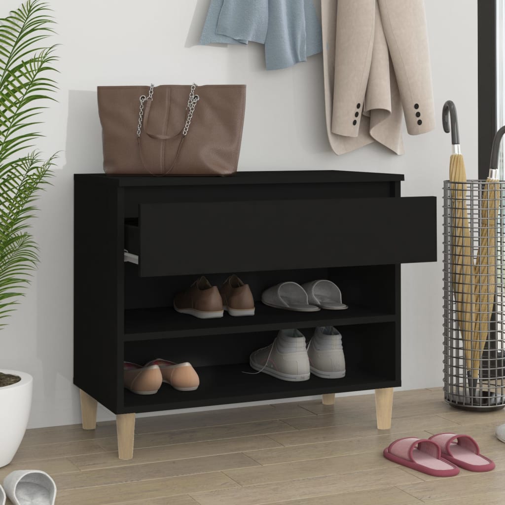 Vidaxl Schuhschrank 70x36x60 cm propertiertes Holzschwarz