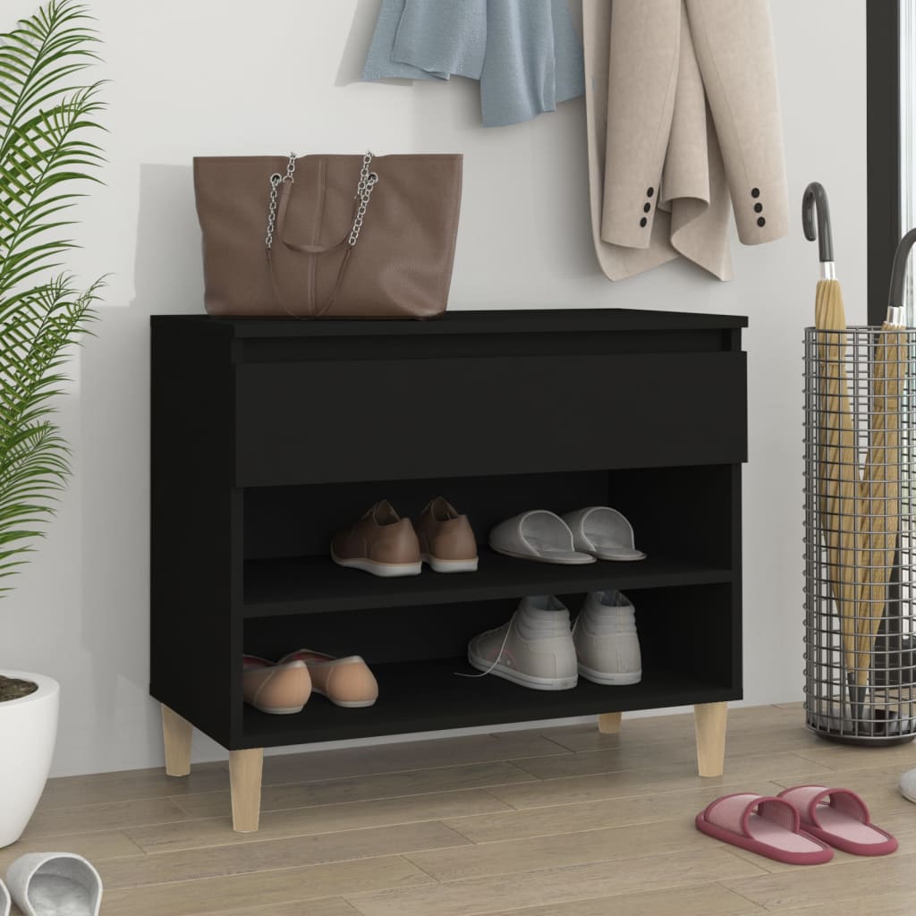 Vidaxl Schuhschrank 70x36x60 cm propertiertes Holzschwarz