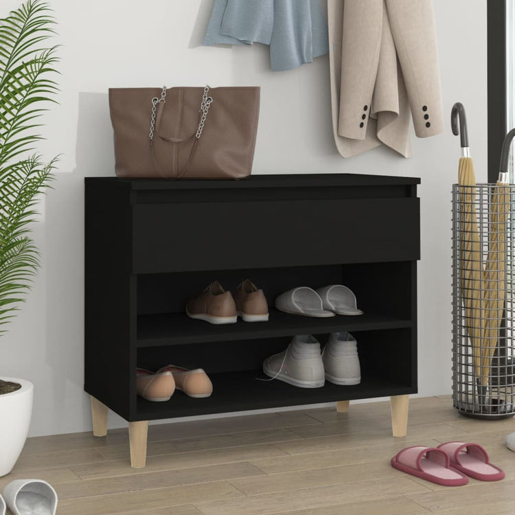 Vidaxl Schuhschrank 70x36x60 cm propertiertes Holzschwarz