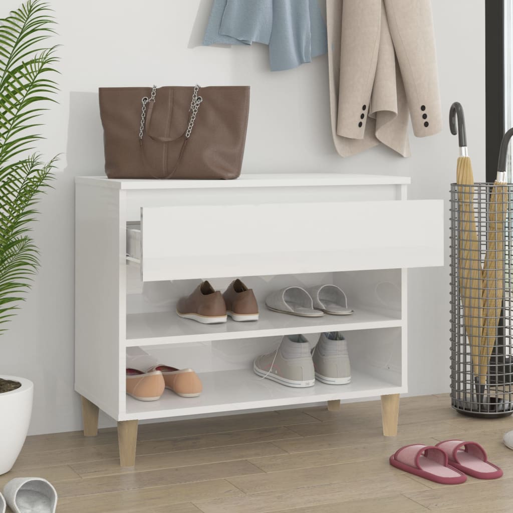 Vidaxl Schuhschrank 70x36x60 cm propertiertes Holz Hochglanz weiß