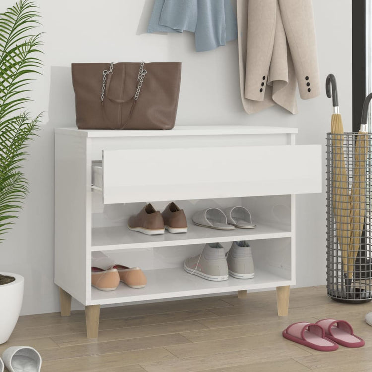 Vidaxl Schuhschrank 70x36x60 cm propertiertes Holz Hochglanz weiß
