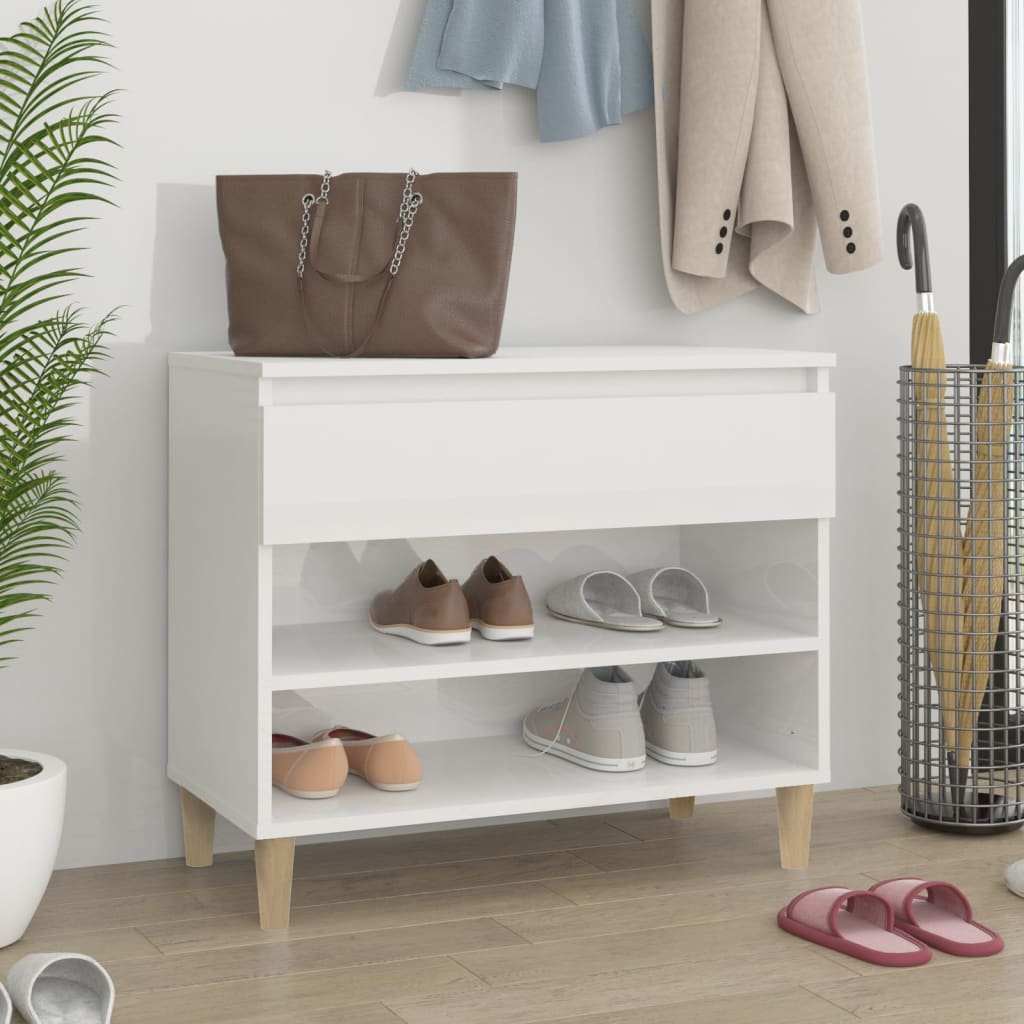 Vidaxl Schuhschrank 70x36x60 cm propertiertes Holz Hochglanz weiß
