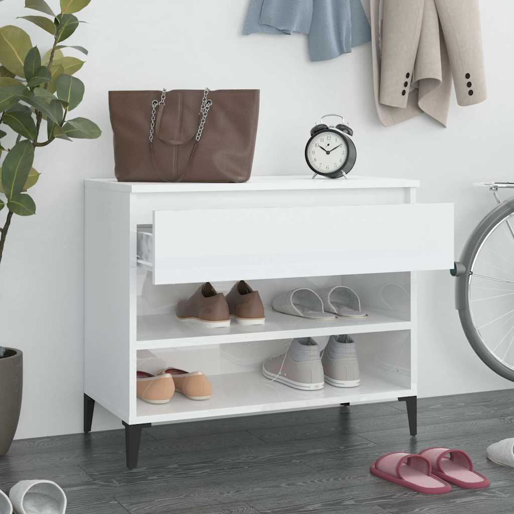 Vidaxl Schuhschrank 70x36x60 cm propertiertes Holz Hochglanz weiß