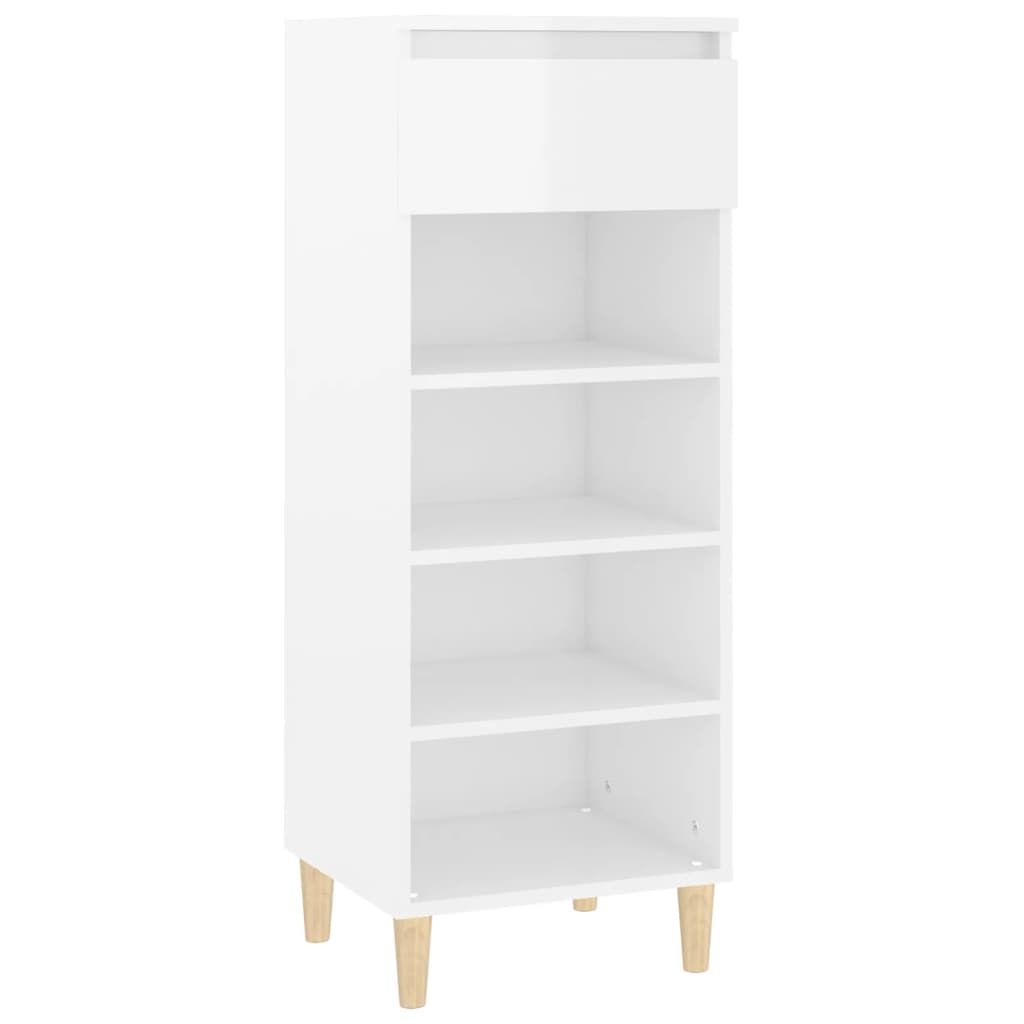 Vidaxl Schuhschrank 40x36x105 cm verarbeitetes Holz Hochglanz weiß