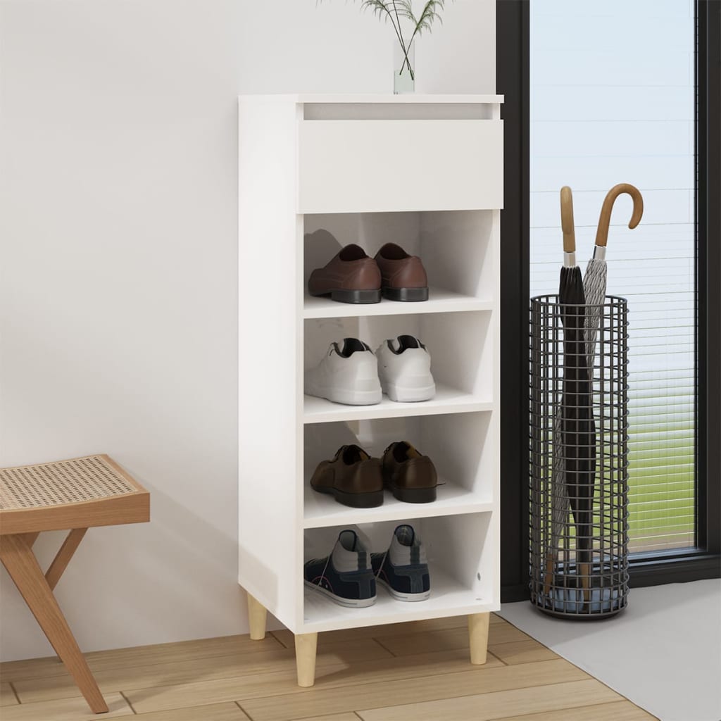 Vidaxl Schuhschrank 40x36x105 cm verarbeitetes Holz Hochglanz weiß