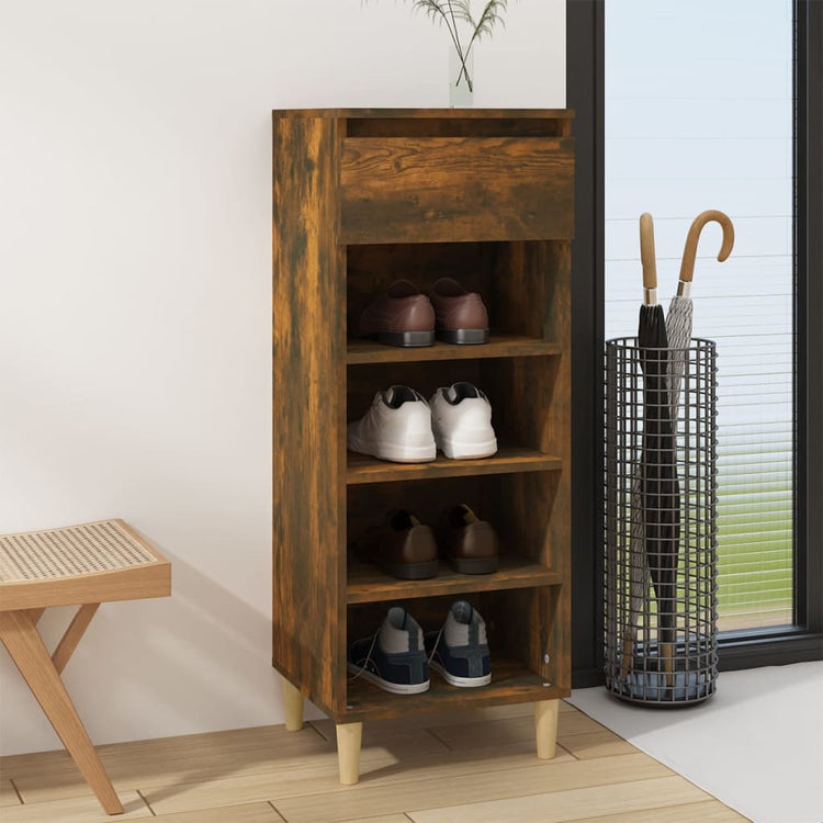 Vidaxl Schuhschrank 40x36x105 cm bearbeitet Holz geräucherte Eiche farbig