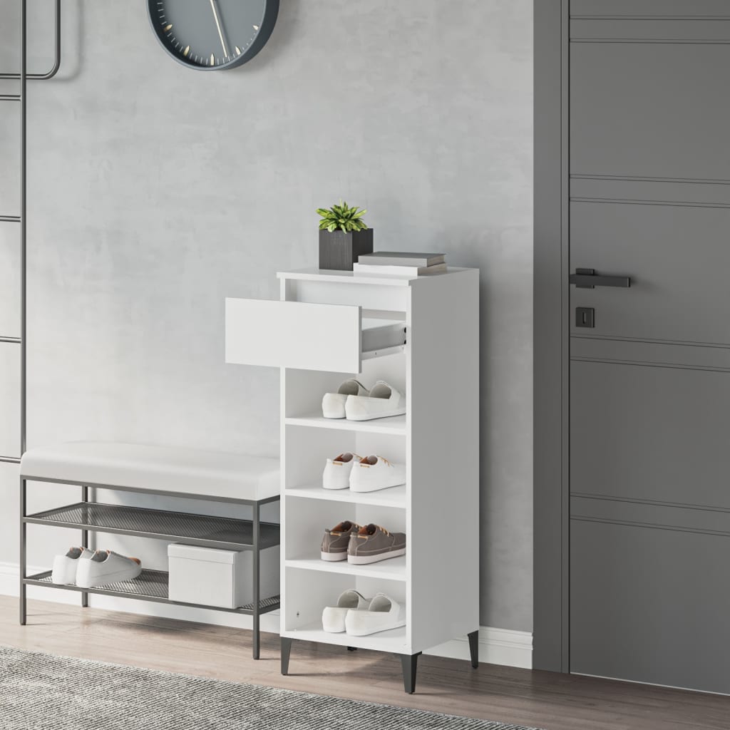 VIDAXL -Schuhregal 40x36x105 cm verarbeitetes Holz weiß