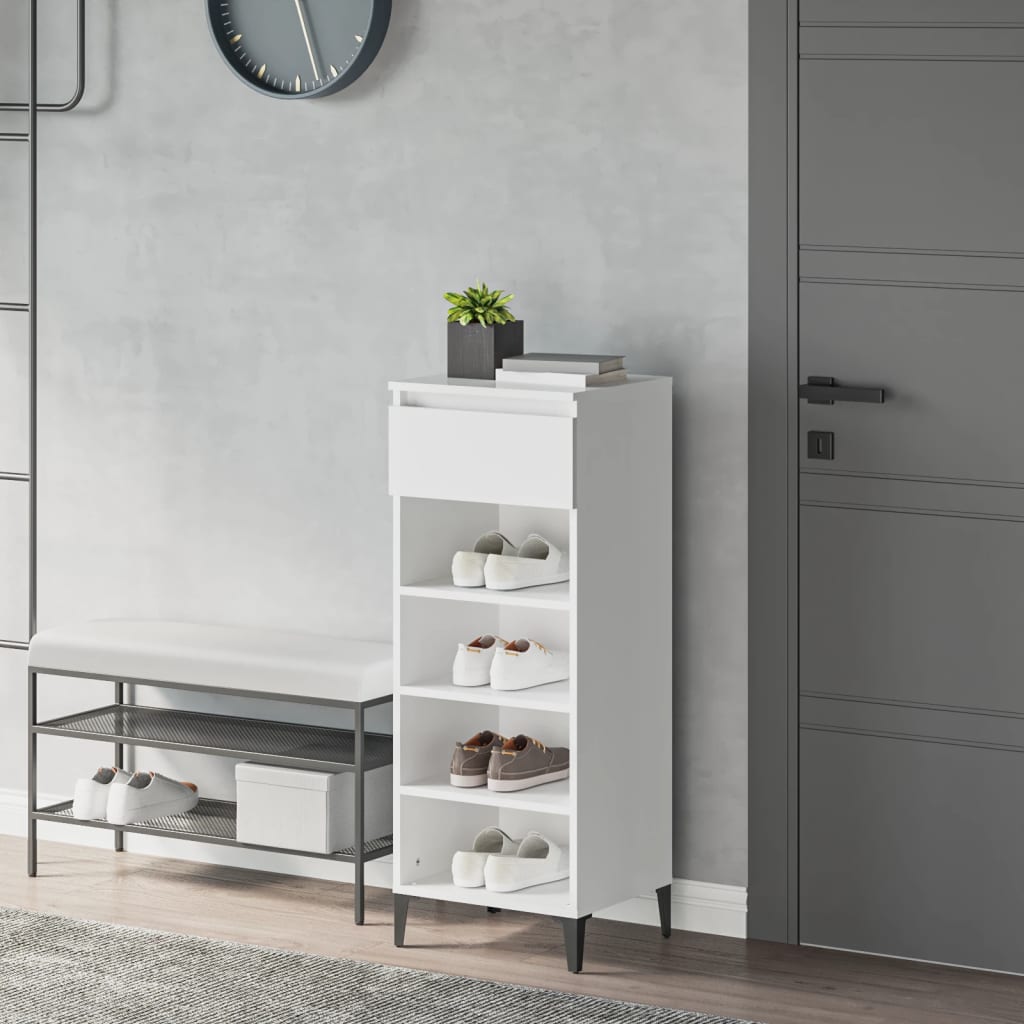 VIDAXL -Schuhregal 40x36x105 cm verarbeitetes Holz weiß
