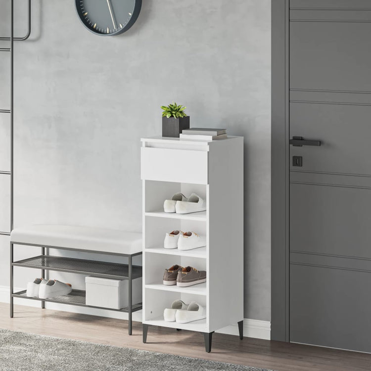 VIDAXL -Schuhregal 40x36x105 cm verarbeitetes Holz weiß