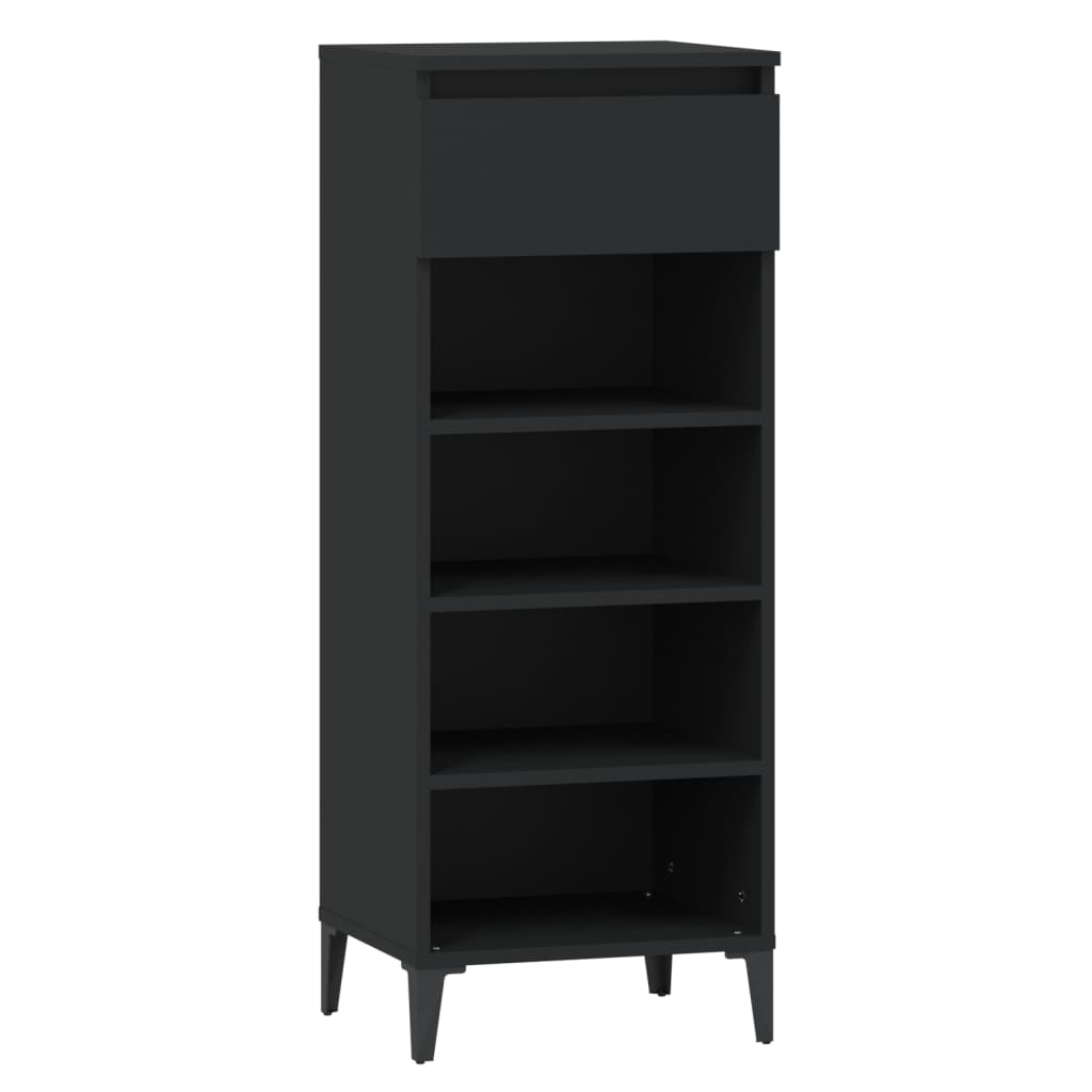 VIDAXL -Schuhregal 40x36x105 cm verarbeitetes Holz schwarz schwarz