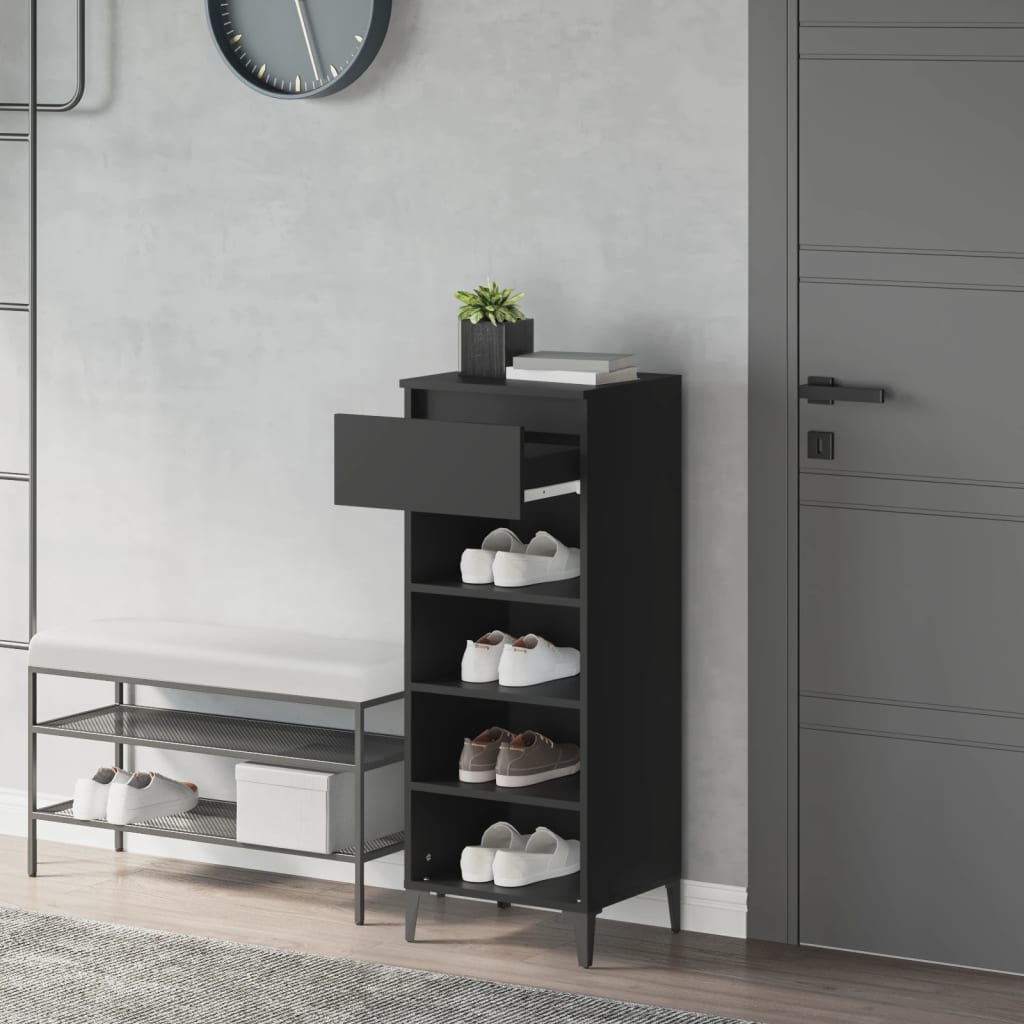 VIDAXL -Schuhregal 40x36x105 cm verarbeitetes Holz schwarz schwarz
