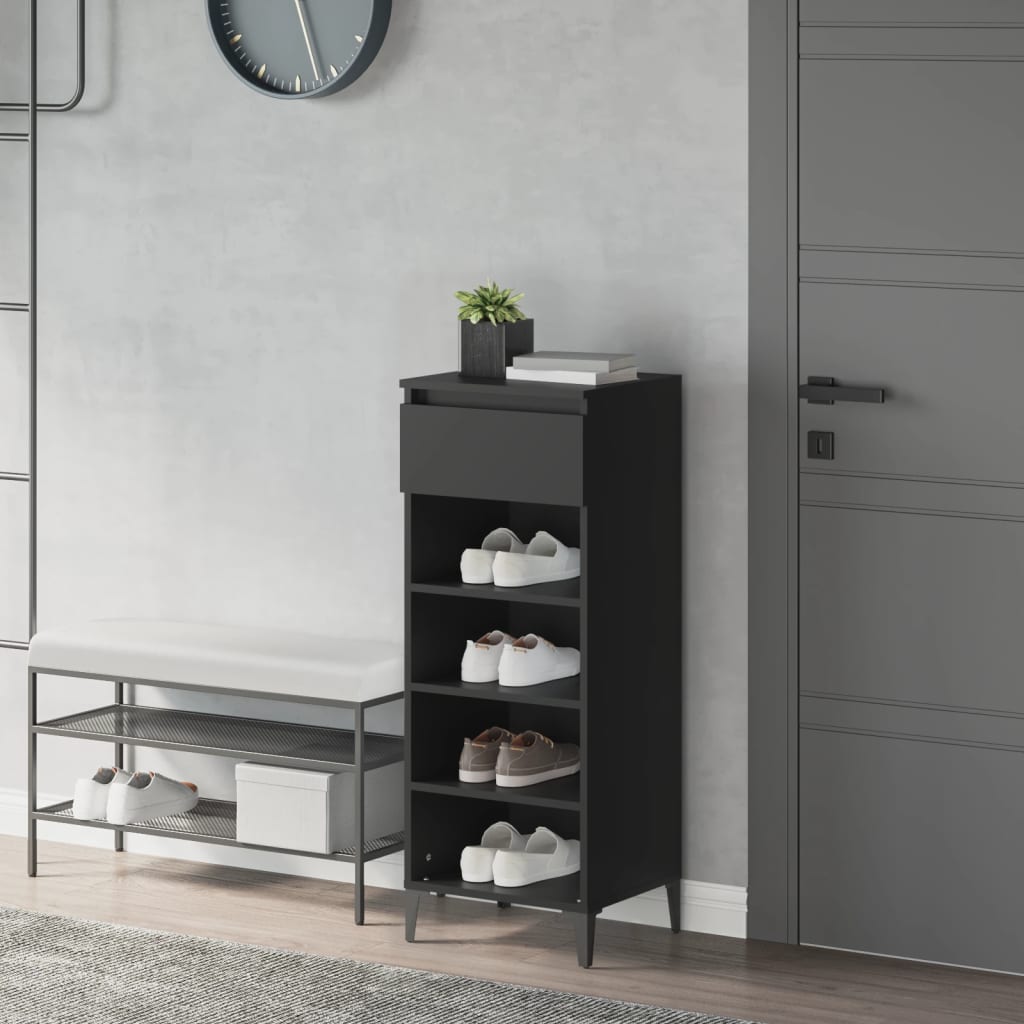 VIDAXL -Schuhregal 40x36x105 cm verarbeitetes Holz schwarz schwarz
