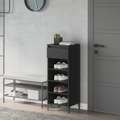 VIDAXL -Schuhregal 40x36x105 cm verarbeitetes Holz schwarz schwarz