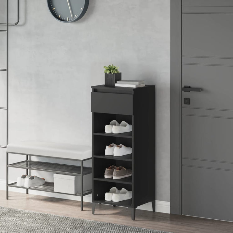 VIDAXL -Schuhregal 40x36x105 cm verarbeitetes Holz schwarz schwarz