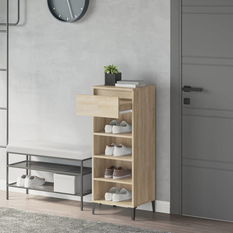 VIDAXL -Schuhregal 40x36x105 cm verarbeitetes Holz Sonoma Eiche gefärbt