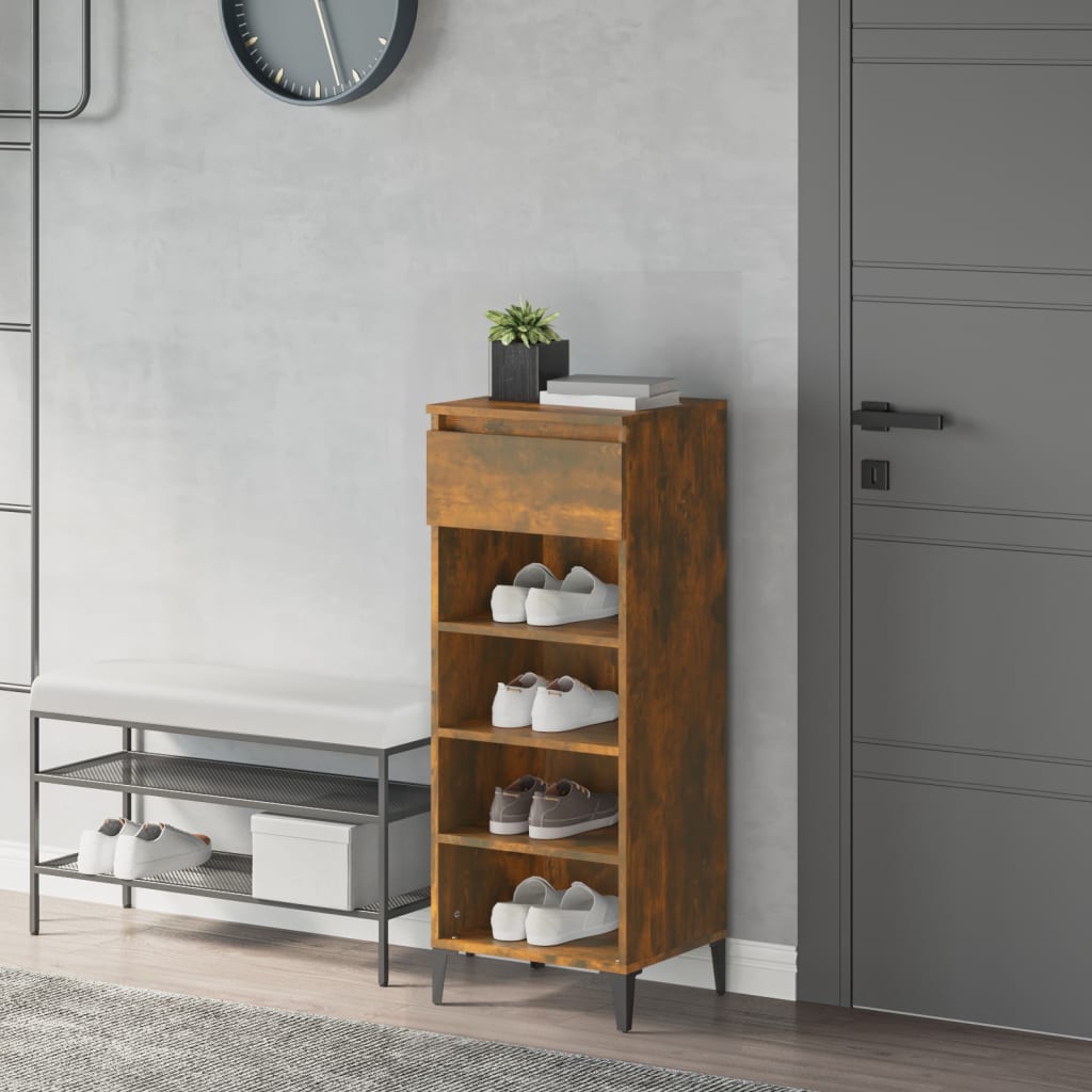 VIDAXL -Schuhregal 40x36x105 cm verarbeitete Holzgeräuchchen -Eiche gefärbt
