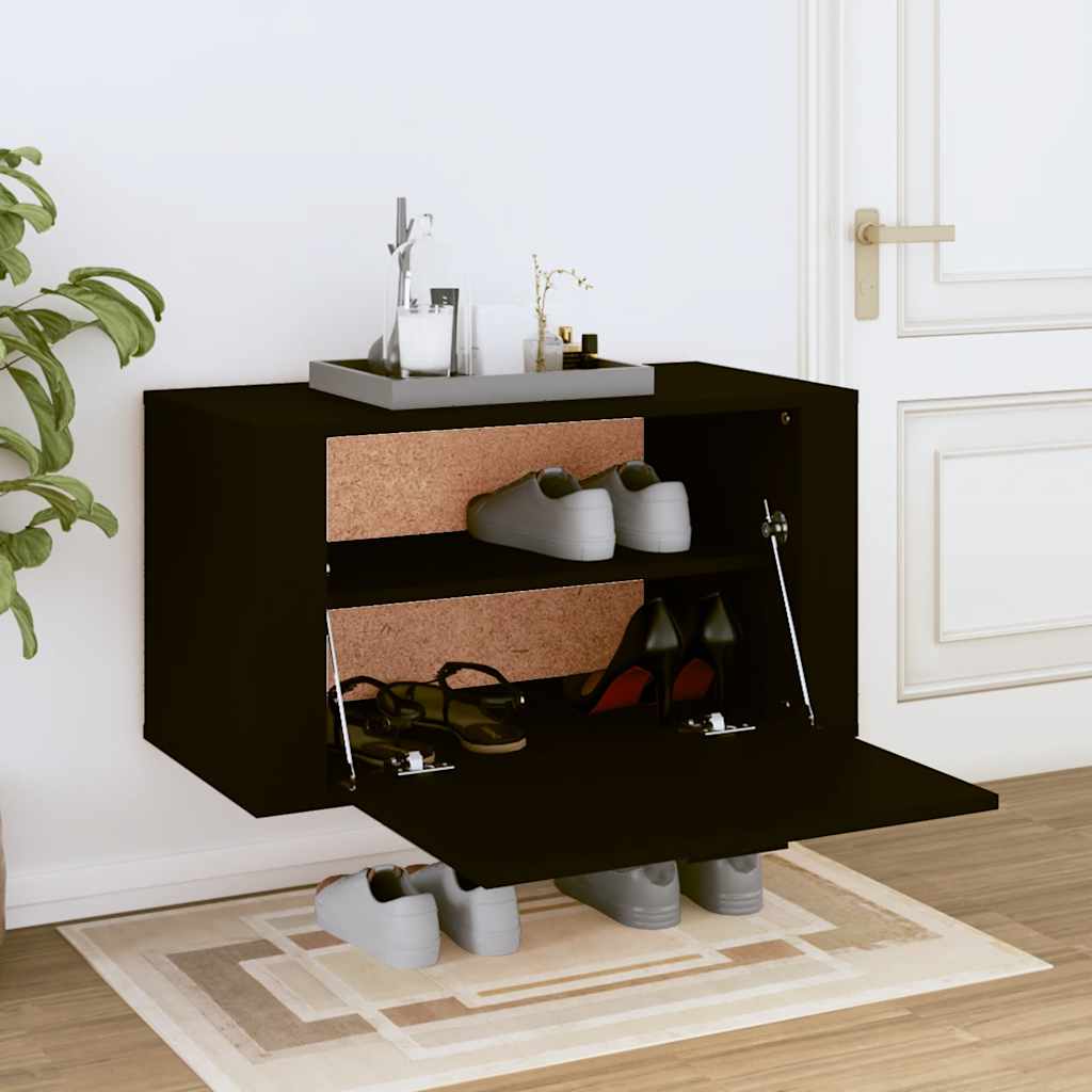Vidaxl Wandschuhschrank 70x35x38 cm propertiertes Holz schwarz
