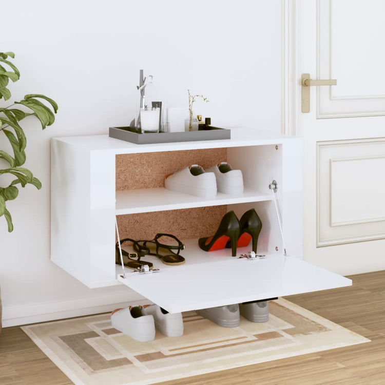 Vidaxl Schuhschrank Wand -montiert 70x35x38 cm verarbeitetes Holz weiß