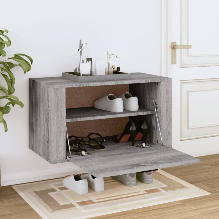 Vidaxl Wandschuhschrank 70x35x38 cm Festkiefer Sonoma Grau
