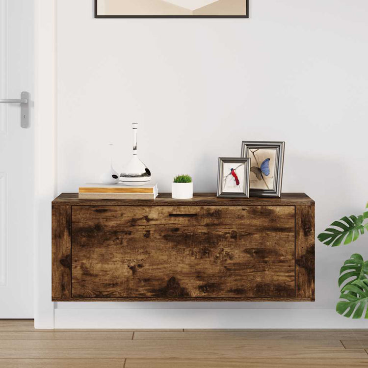 VIDAXL -Schuhschrank -Wand -montiert 100x35x38 cm verarbeitete Holzeiche