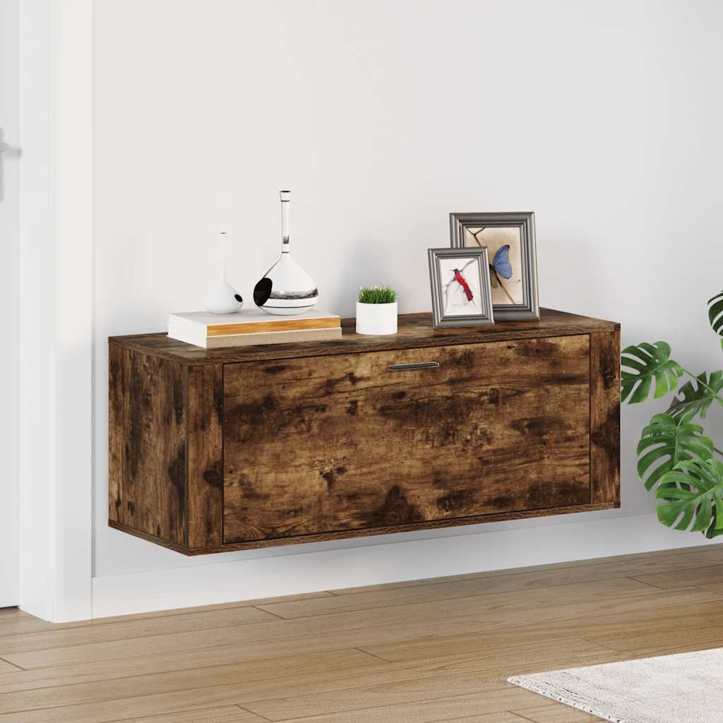 VIDAXL -Schuhschrank -Wand -montiert 100x35x38 cm verarbeitete Holzeiche