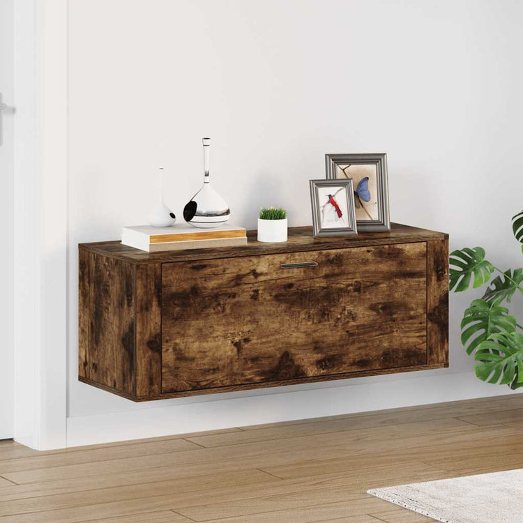 VIDAXL -Schuhschrank -Wand -montiert 100x35x38 cm verarbeitete Holzeiche