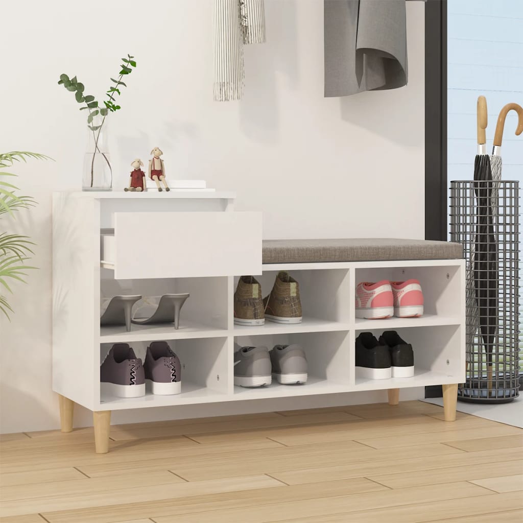Vidaxl Schuhschrank 102x36x60 cm verarbeitetes Holz Hochglanz weiß