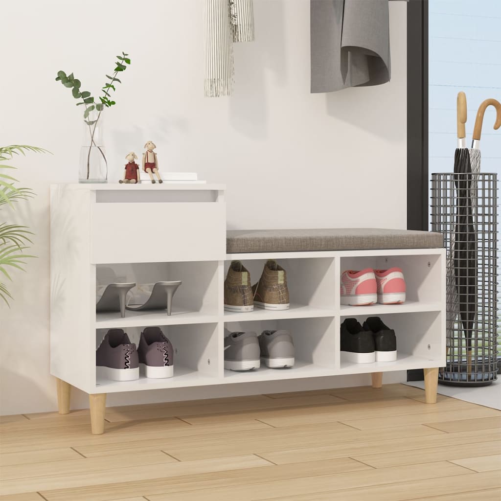 Vidaxl Schuhschrank 102x36x60 cm verarbeitetes Holz Hochglanz weiß