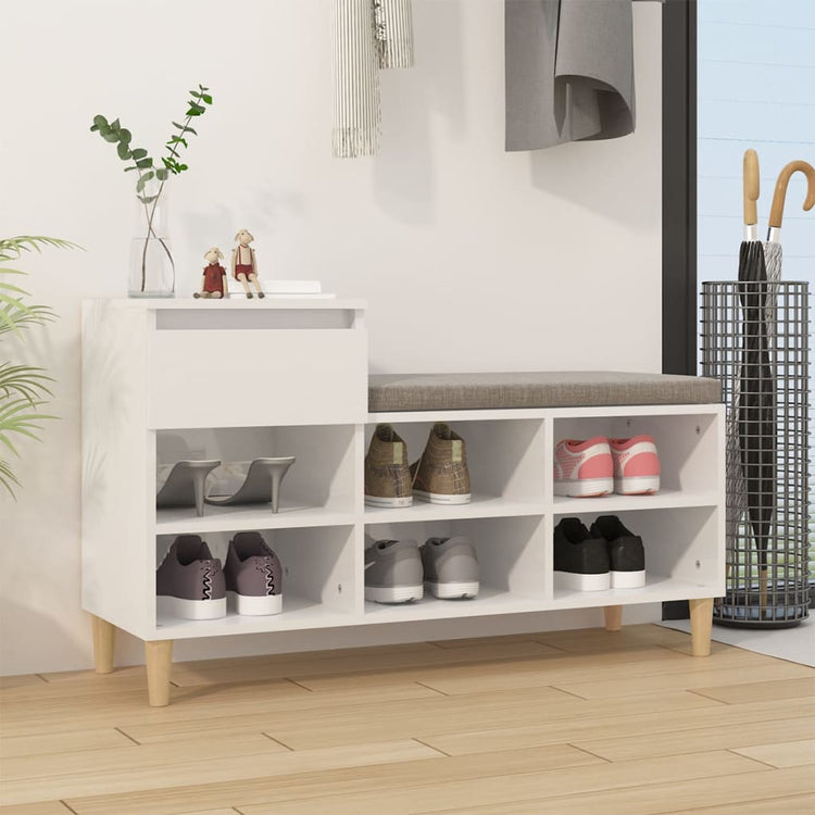 Vidaxl Schuhschrank 102x36x60 cm verarbeitetes Holz Hochglanz weiß