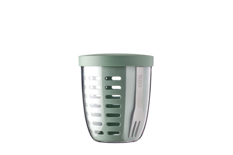 Mepal - Ellipse Obst-Gemüsetopf - 600 ml - inkl. Gabel - nordischer Salbei