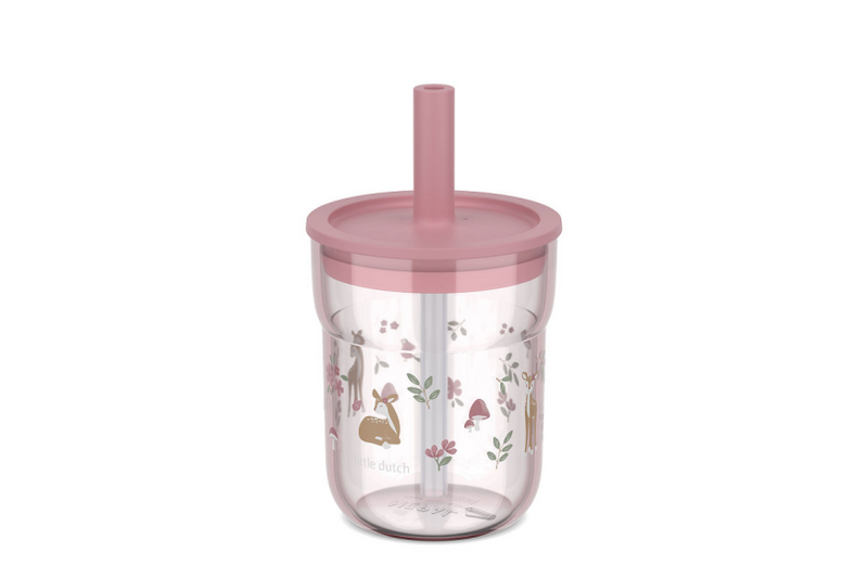 Mepal Mio Kinderbecher mit Strohhalm Little Dutch – 250 ml – leicht zu halten – Kindergeschirr – Feengarten