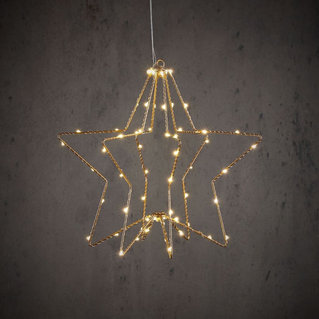 Edelman Stern hängend gold warmweiß 60led bo - h32xd30cm | 3 Stück