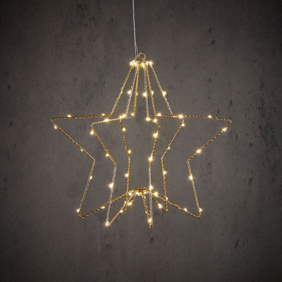 Edelman Stern hängend gold warmweiß 60led bo - h32xd30cm | 3 Stück