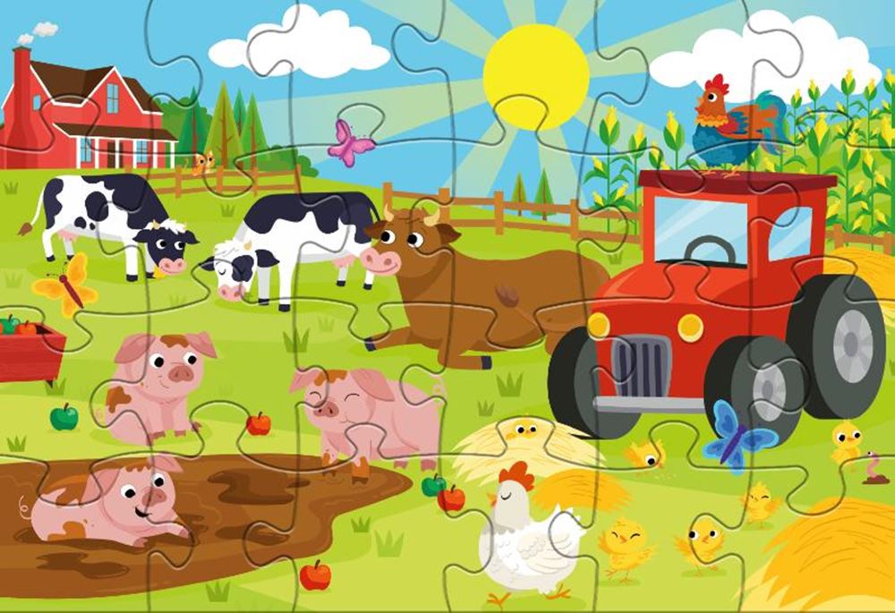 Rebo Puzzle 2x24 Teile - Bauernhoftiere