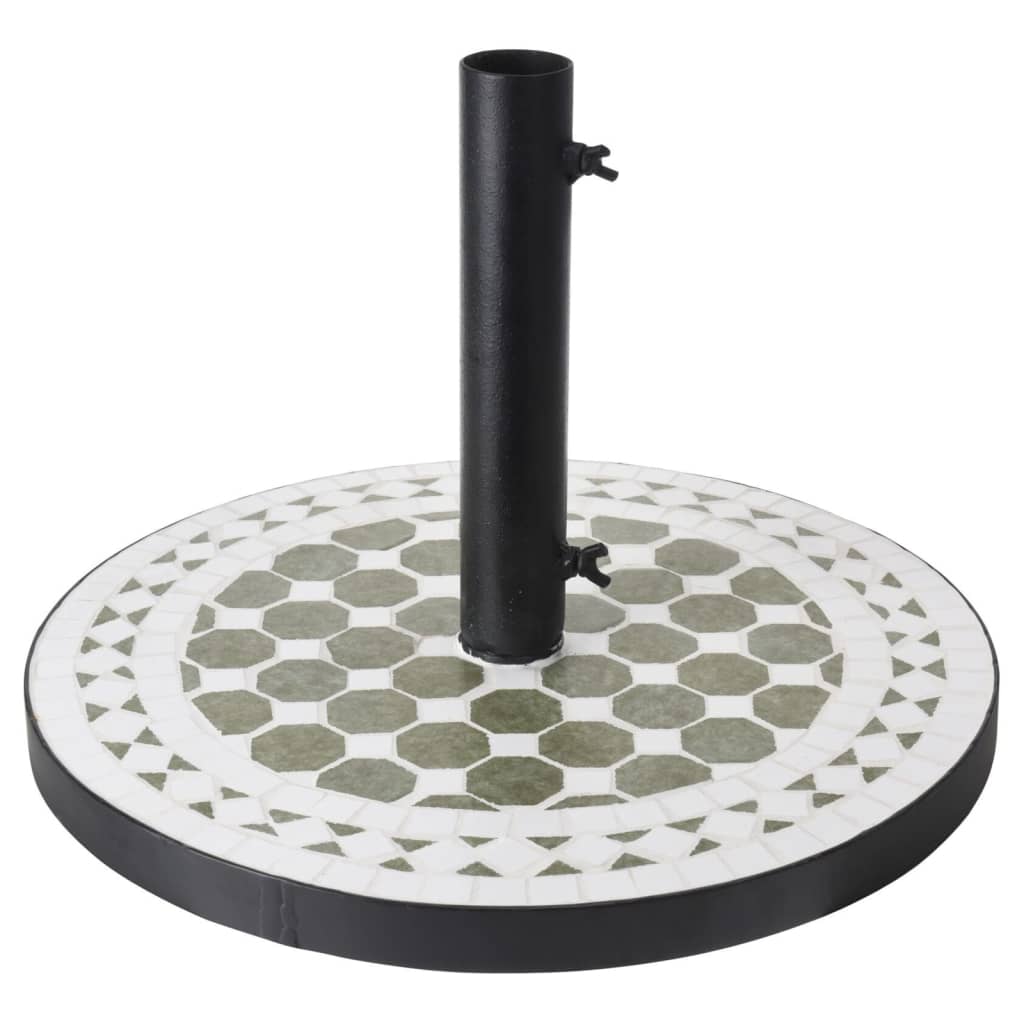 Prograrden Progarden Parasol Foot mit terra-entworfenem Mosaikgrün und Weiß