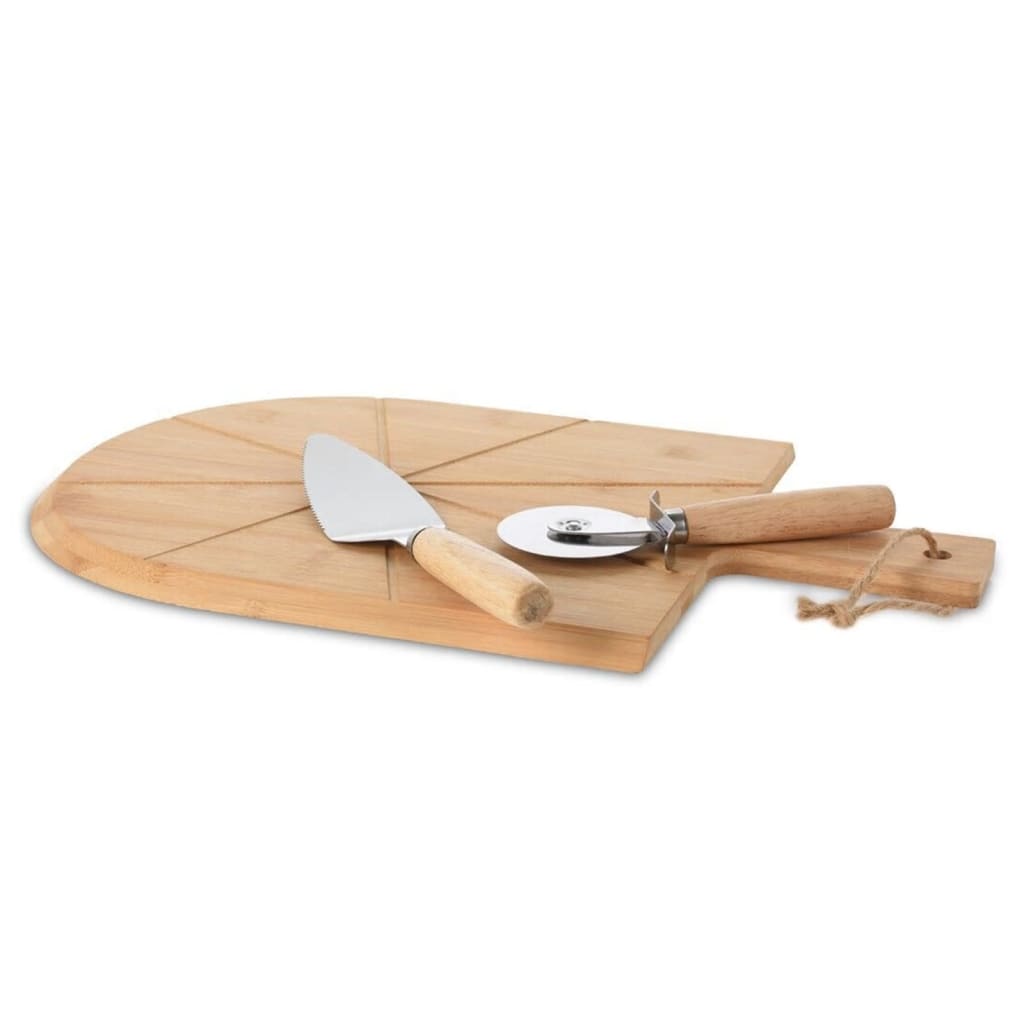 Ausgezeichnete Hausware Houseware 3-teilige Pizzasnijs Set 43x30 cm Bambus