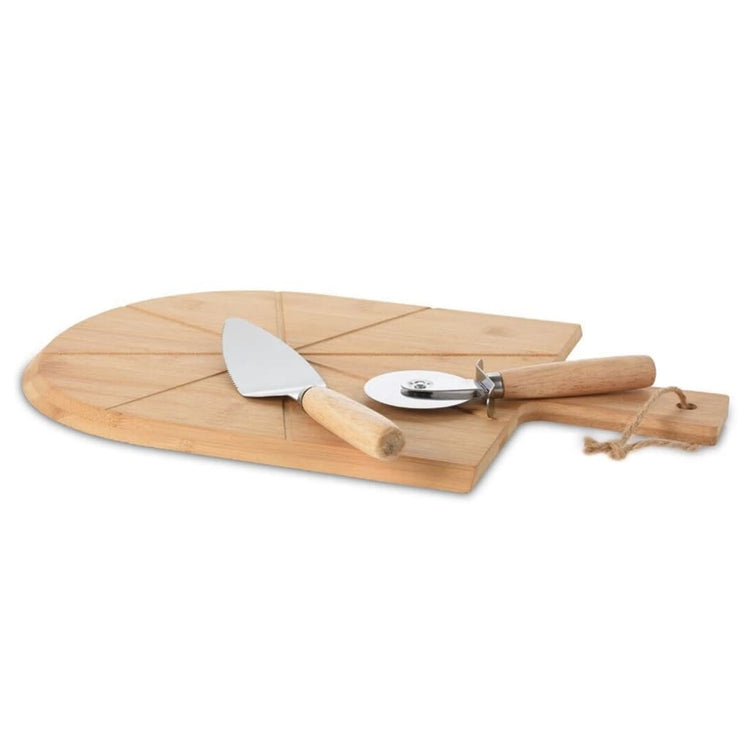 Ausgezeichnete Hausware Houseware 3-teilige Pizzasnijs Set 43x30 cm Bambus